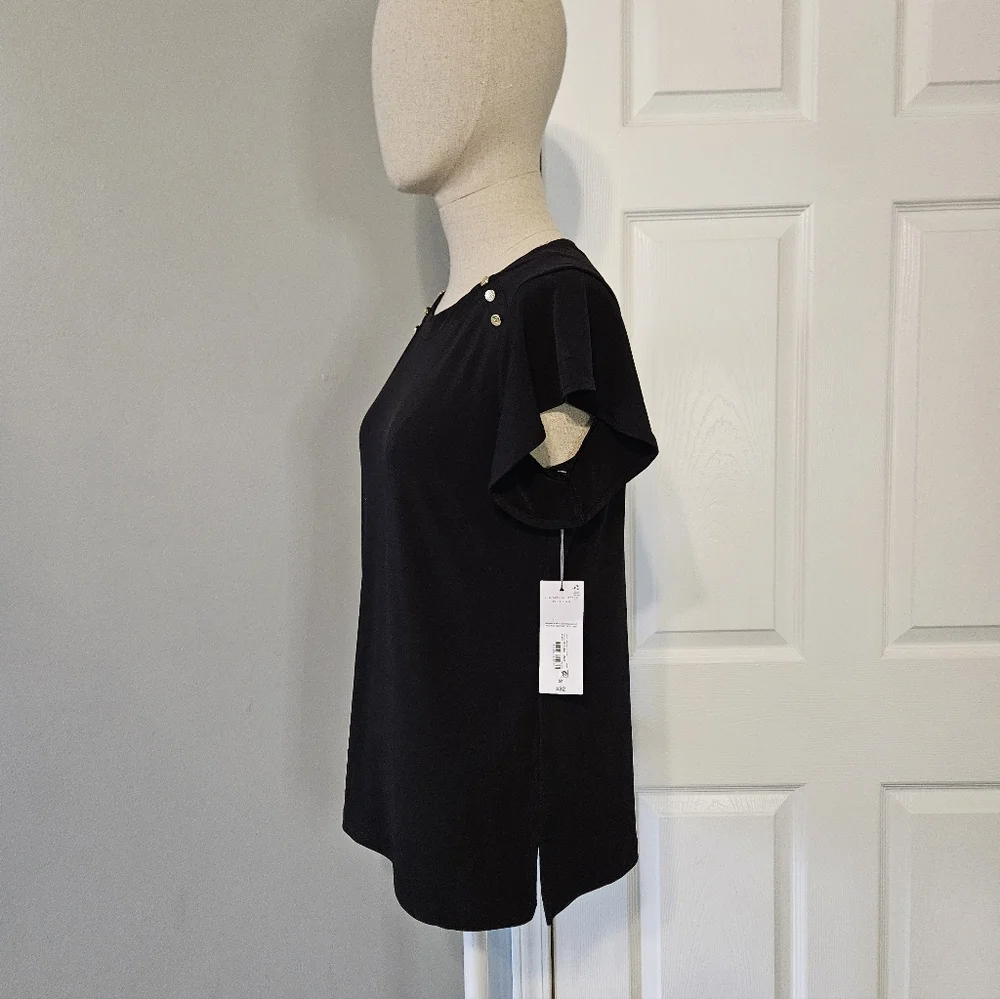 NWT Liz Claiborne Elegant Black Short Sleeve Tee